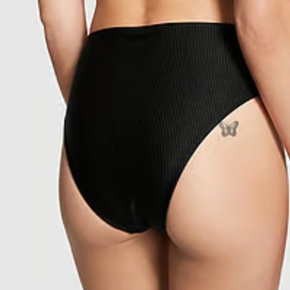 PINK Victoria's Secret Other - VS Black Only---High-Waisted-Cheeky- Textured Bikini Bottom.